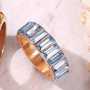 Baby Blue Vintage Punk Full Rhinestone Metal Ring